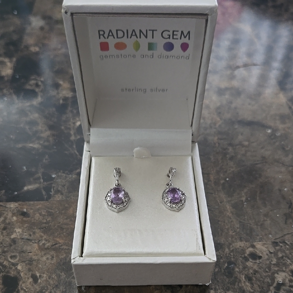 Classic sterling silver and amythest earrings